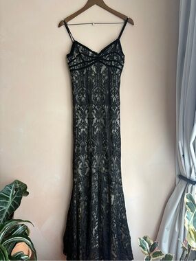 John Galliano Black Lace Evening Gown